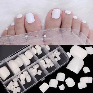 Valse nagels 100 stks acryl nep teennagel kunstmatige natuurlijke witte duidelijke pers op teen voet kunst tips Volledige cover Nail manicure