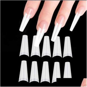 Faux Ongles 100Pcs / Sac Clair / Blanc / Naturel Nail Tips French Long Ballerina Coffin Half Er Fake Art Acrylique Manucure Bricolage Outils Drop D Dhisl