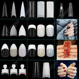 Kunstnagels 100 Stuks Ballerina Stiletto Coff Acryl Nail Tips Volledige Half Cover Coffin Fake UV Gel Manicure Art 230918