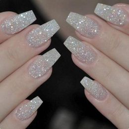 Valse nagels 100 stcs/doos ballerina acryl volledige hoes natuurlijke/witte/heldere kist nagel nagels kunstmatige Franse nep