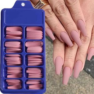 Valse nagels 100 stcs/doos kist valse nagel gemengde grootte vaste kleur matte kunstmatige extensievorm voor nep nagels accessoires tips vingernagels* z240603