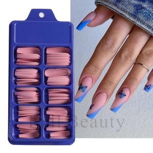 Uñas postizas 100 unids/caja prensa falsa en puntas de uñas de Color puro mate rosa sombra Gel polaco acrílico manicura herramienta francesa JIMS01-10