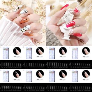 Faux ongles 100pcs / boîte naturel transparent transparent faux couverture complète autocollant goutte d'eau en forme de T