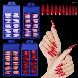 Valse nagels 100 stks snoepkleur nagel tips volledige deksel lange stiletto acryl ballerina nep tip diy schoonheid manicure extension tools