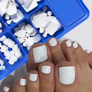 Faux Nails 100pcs Fake Toenail Natural White Presse on Toe Foe Full Cover Square Art Conseils