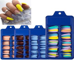Valse nagels 100 stcs Franse nagelpers op transparante tips voor lange stiletto vaste kleurverlenging manicure gereedschap 20213343304