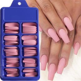 Unhas falsas 100 peças, cor sólida, pontas de unhas, tamanho misto, fosco, unhas artificiais, extensão de arte, ferramentas de manicure LEBMS01-10