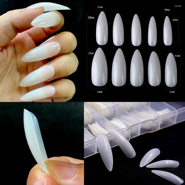 Faux Ongles 100pcs Stiletto Full Cover Nail Tips Amande Naturelle Faux DIY Salon Outils Manucure Ongle Press On