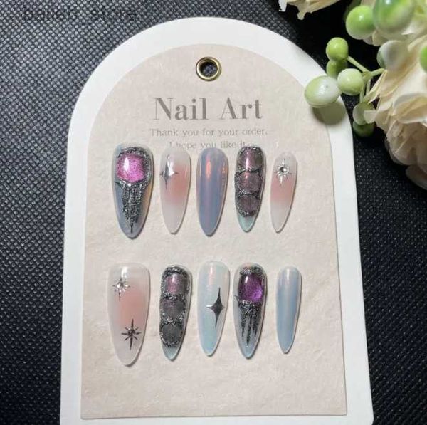 Faux Nails 10pc Y2K Hot Girls Design Faux Nails Ballerine d'amande MAIN MAIN FAUX NOUVEAU avec de la colle portable Presse sur des ongles Nails de couverture Full Nails Y240419