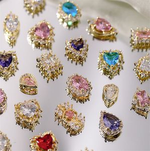 Kunstnagels 10st 3D Glitter Hart Nail Art Strass Kleurrijke Zirkoon Nail Charms Crystal Diamonds Manicure Decoraties DIY Nail Sieraden 230609