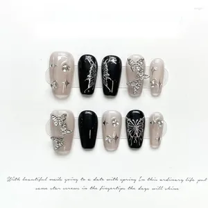 Valse nagels 10 stuks handgemaakte pers op draagbare lange luxe ballerina vlinder decoratie herbruikbare kunstnagel tips art