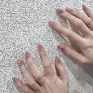 Faux ongles 10 pièces / ensemble couverture complète presse sur patch fait main pur amovible faux yeux de chat clignotant coquille nue étudiants