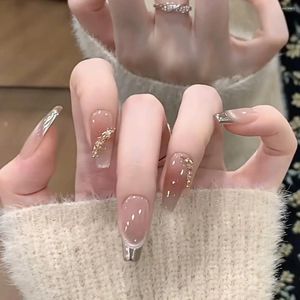 Faux ongles 10 pièces court ballet fait à la main œil de chat presse sur strass portable français paillettes décoration ongles conseils art