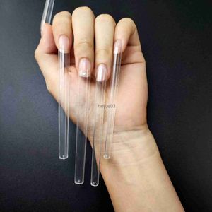 Uñas postizas 10XL Long Tapered Square Straight Full Cover Nails Artificial Acrylic False Nail Tips Clear Press on Manicure Tool Accesorios x0703