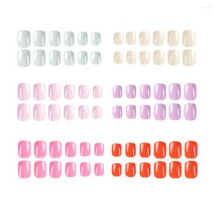 Valse nagels 12 kleuren/doos manicure diy druk op eenvoudige pure kleur kort vierkant Frans