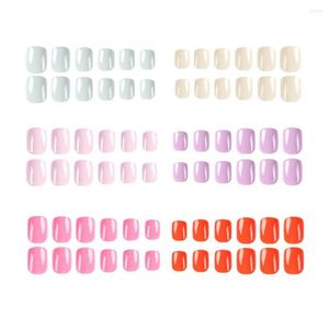 Faux Ongles 12 Couleurs/Boîte Manucure DIY Appuyez Sur Simple Couleur Pure Carré Court Français