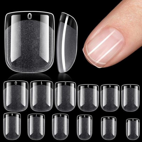 Faux ongles 120 pièces presse sur pré-forme Extra court carré Gel ongles conseils couverture complète acrylique outils d'extension