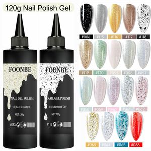 Faux Ongles 120g Glitter Nail Gel Polish Shimmer Semi Permanent Art Manucure Soak Off LED Mat UV Vernis Crème 230704