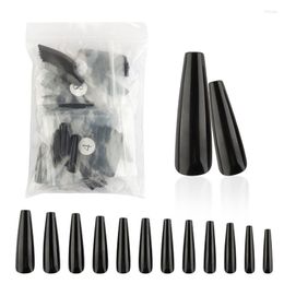 False Nails 120PCS/OPP Super Long Ballerina Black Solid Color Nail Tips Fashion Full Cover Coffin Press on Diy Beauty Manicure Tools