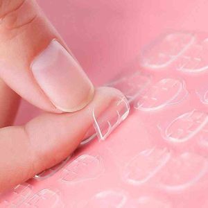 Valse nagels 120 stks / set Clear Double Sided Fake Art Nails Adhesive Tapes Sticker Faux Vingernagels Ifical Tips Nail Decoraties 220225