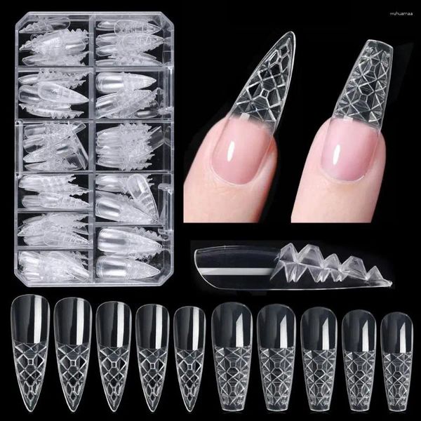 Faux ongles 120pcs transparent glacé faux presse sur couverture complète t-forme amande carré français 3D concave-convexe conseils d'art des ongles