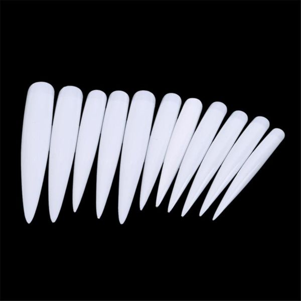 Uñas postizas 12 unids/set Natural/transparente/blanco Stiletto Sharp francés Artificial acrílico falso largo suministros de puntas