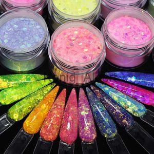 Valse nagels 15G nagelkunst Acryl poeder gemengde zeemeermin zeshoekige glitter pailletten voor nagel uitgebreide bouwer beeldhouwgel gelgel Poolse manicure x0822