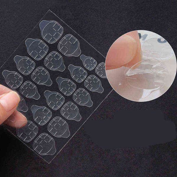 Uñas postizas 1 hoja impermeable transparente pegatina autoadhesiva de doble cara DIY punta de uñas falsas arte s extensión herramientas de pegamento 220225