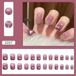 False Nails 2023 24pcs Short Pink Press On Nail Cute Clouds Design Sweet Style volledige dekking Manicure Salon Diy Art
