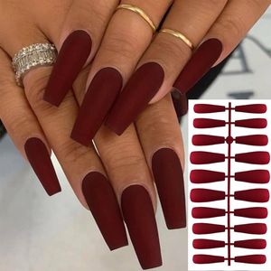 Valse nagels 20 stcs volledige cover nagel ballerina kunst manicure matte tips doodskist extensie acryl met jelly lijm