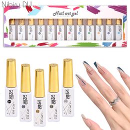 Juego de 24 botellas de uñas postizas, Kit de decoración de uñas, barniz delineador de esmalte de Gel para pintura de línea de gancho DIY, accesorio de manicura cepillado 230704