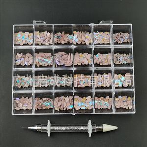 False Nails 24 Sel Kristal Kotak Ab 3d Kaca Pipih Seni Kuku Berlian Imitasi Diy Bagian Bawah Datar Berbentuk Khusus 230510