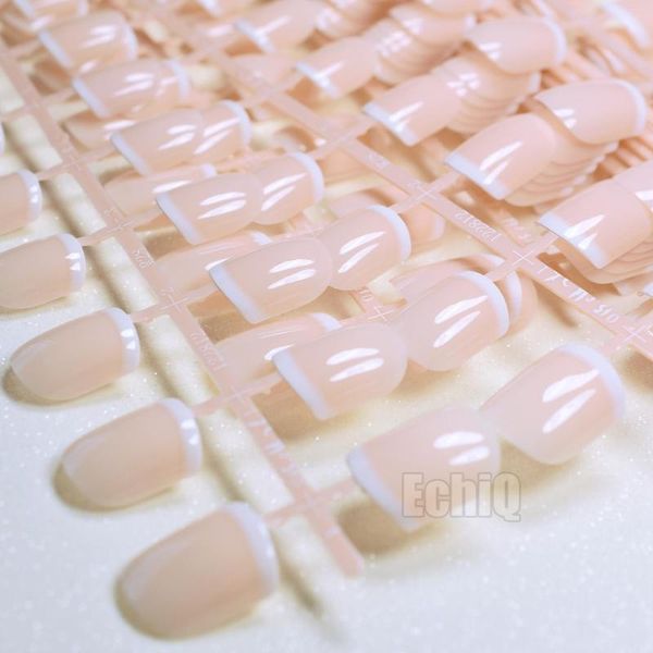 Uñas postizas 240 Uds 10 juegos Natural Beige desnudo Color rosa blanco francés falso cubierta completa manicura Faux Ongle Nail para oficina