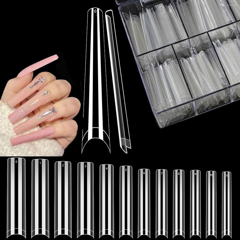 偽の爪240pcs/box余分な長いffinの爪の先端xxxl c cuble clear for acrylic professionalフラットテーパースクエア