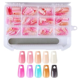 Kunstnagels 240 stks/doos Gel X Nails Extension System Volledige dekking Gebeeldhouwde basiskleur Stiletto Medium Coffin Valse nageltips Flexibele nepnagel 230927