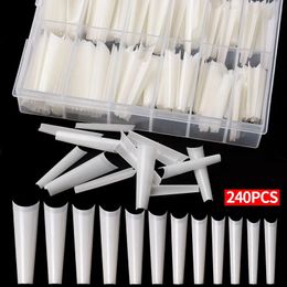 Kunstnagels 240 stks/doos XXL Coffin Nail Tips Half Cover Extra lang C Curve Acryl Verlengsysteem Kunstnagels Fake Tips Manicure Gereedschap 231121