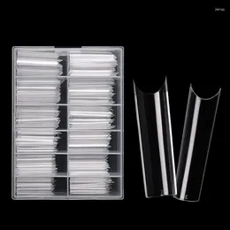 Kunstnagels 240pcs Franse Nail Tips Extra Lange C Curve Half Cover Clear Ballerina Doodskist DIY Gereedschap Voor salon