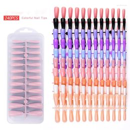 Faux Nails 240pcs / Set Easy To-port Multi Color Long Full Cover Presse sur les faux outils de manucure pratiques en acrylique