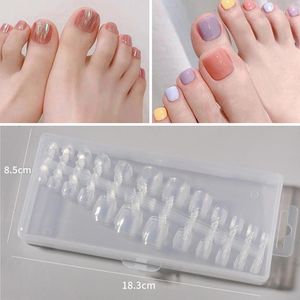 Valse nagels 240 stks vierkant teen Volledig deksel Fored/Clear Press on Fake Tenail Foot Nail Art Tips Manicure Tools