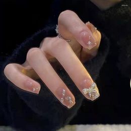 Valse nagels 24P Nail Art Volledige dekking Kunstmatige nepballerina Druk op set Tender Powder Naadloos verwijderbaar