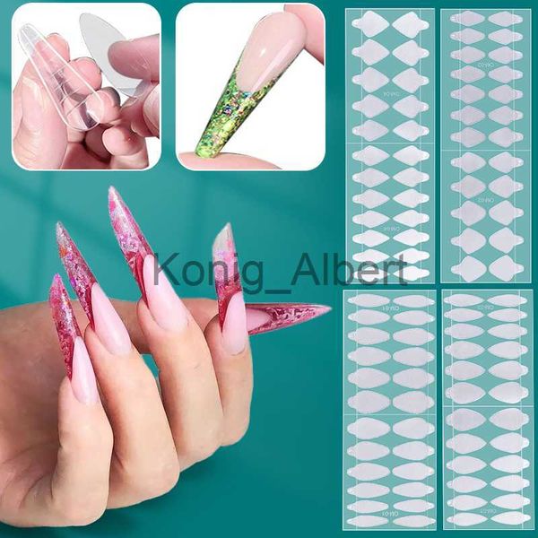 Upas falsas 24 piezas Pegias de manicura francesa acrílica para uñas Extensión de gel de uñas poli Molde de construcción rápida Pads de silicona reutilizable sin pegamento X0818