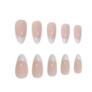 Kunstnagels 24 stuks Amandelpers op witte kunstvingermanicure Franse gelnagelset voor vrouwen en meisjes Decoratie Art