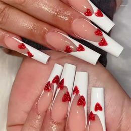 Kunstnagels 24 stks Kunstmatige Borgtocht Met Lijm Fake Nail Tips Ontwerp Afneembare Druk Op Lange Afgewerkte Stuk Sticker