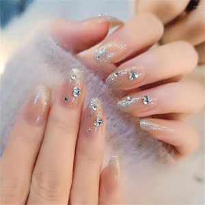 Faux Ongles 24pcs Faux Ongles Artificiels Motif De Diamant De Paillettes Élégant Pour Les Femmes Et Les Filles Salon