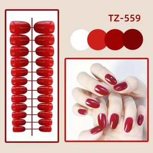 Valse nagels 24 -stcs/tas korte ronde kop jelly kleur draagbare nep nep volle hoes nagel tips druk op met lijm