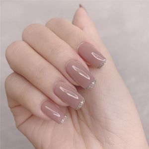 Valse nagels 24 -stcs/doos afneembaar nep Franse manicure ontwerp kunstmatig met lijm voor meisjes prud22