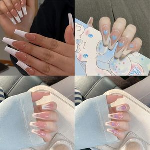 Valse nagels 24 stks / doos mode ballerina afneembare manicure tool volledige dekking lange kist Franse nagel tips draagbare nep