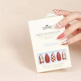 Uñas postizas 24 unids/caja verano extremo puntiagudo bailarina portátil ataúd extraíble con pegamento decoración de manicura falsa