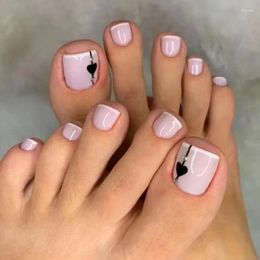 Uñas postizas 24 unids/caja uñas de los pies de verano para niñas lindo Flash Nail pie puntas artificiales cubierta completa pies