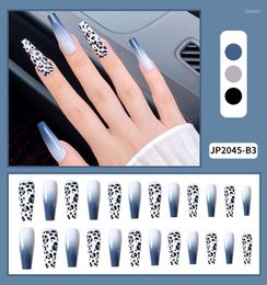 Faux Ongles 24pcs Vache Motif Nail Patch Type De Colle Amovible Long Paragraphe Mode Manucure Gagner Du Temps MH88